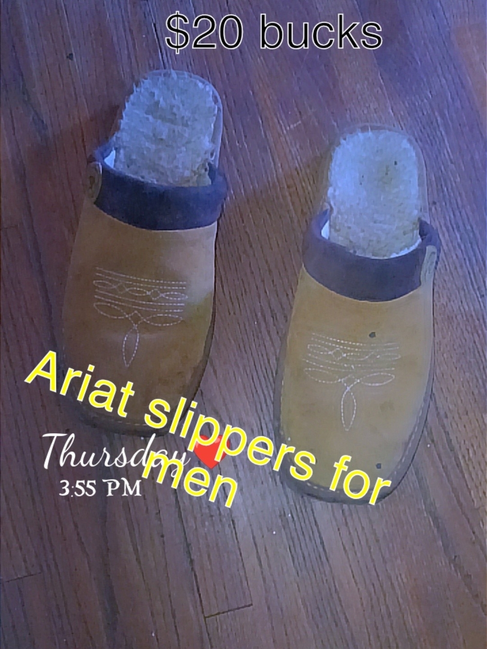 Ariat Men’s Yellow Tan Suede Slip-On Shearling Mules